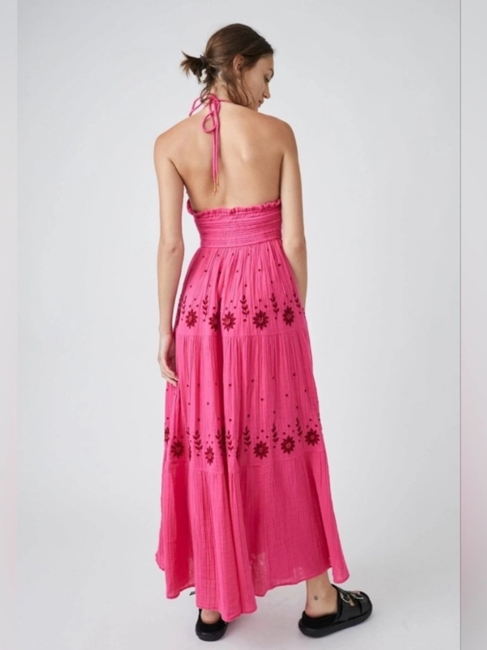 Free People Real Love Halter Maxi Dress with Floral Embroidery - NWT Size S - Picture 4 of 10